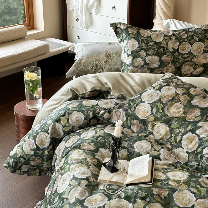 91家纺网 家纺一手货源 找家纺 窝米 2024新款数码印花100支宽边工艺四件套 芙洛卡