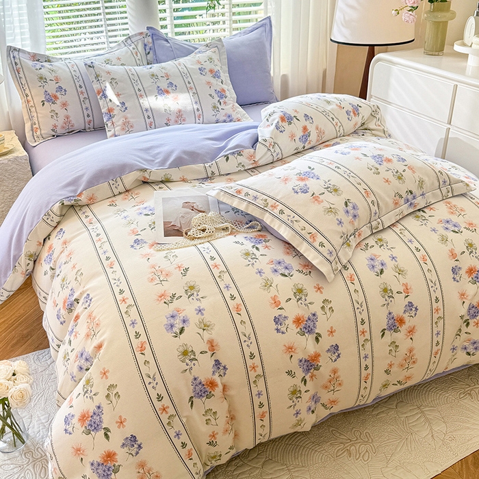 91家纺网 家纺一手货源 找家纺 巧玲珑2025新款AB版铂金生态四件套AB花蜜悠然-兰