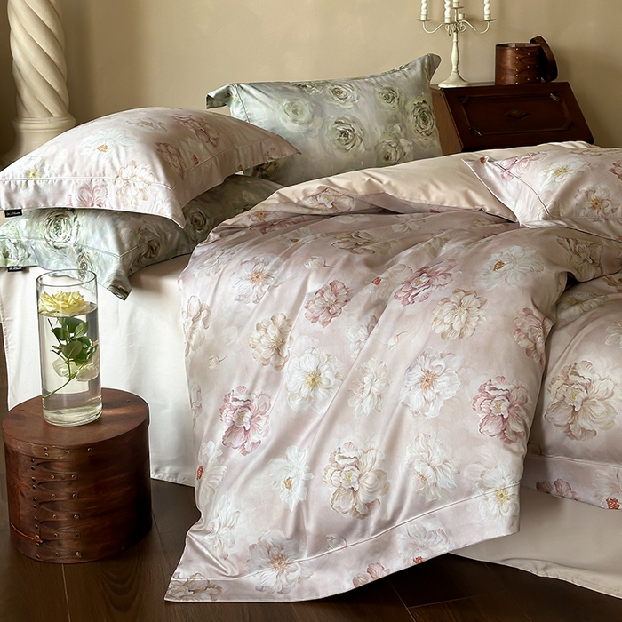 91家纺网 家纺一手货源 找家纺 窝米 2024新款数码印花100支宽边工艺四件套 春迟