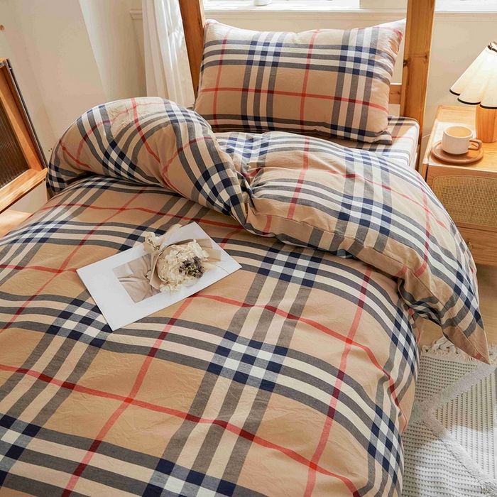 91家纺网 家纺一手货源 找家纺 韩约家纺 2024新款全棉水洗棉三四件套 品尚-咖