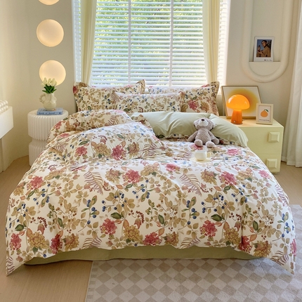 91家纺网 家纺一手货源 找家纺 星期三家纺 2024年8月新款铂金全棉13372四件套（加老板微信有会员价） 万禾-黄