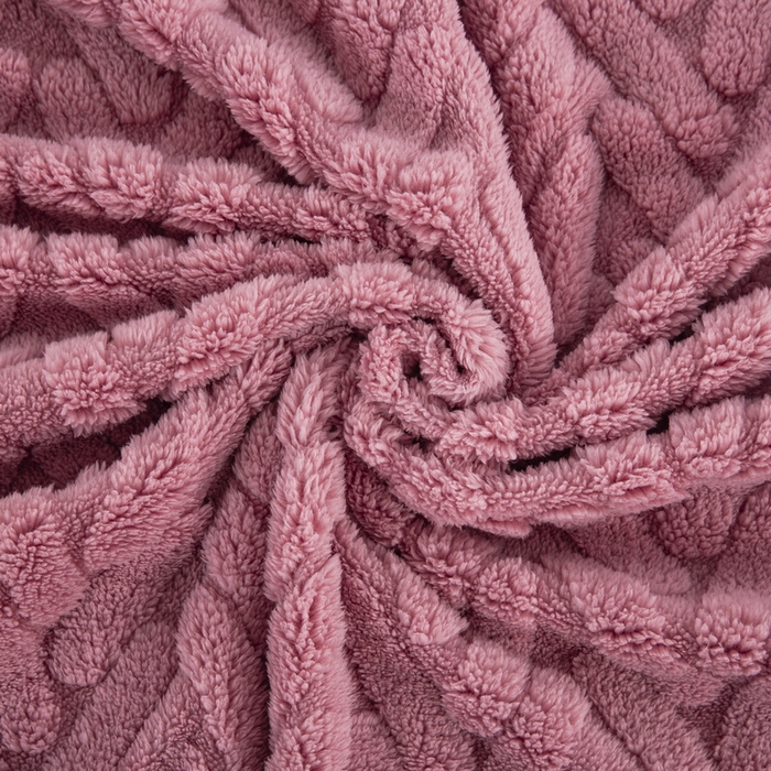 91家纺网 家纺一手货源 找家纺 一左一右 2024秋冬新款高克重单层双面提花塔芙绒毛毯舒棉绒毯多功能毯子外贸跨境电商 玫瑰粉