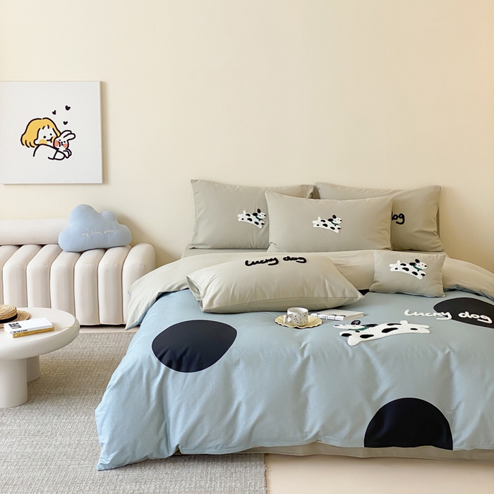 91家纺网 家纺一手货源 找家纺 宜家坊 2024全棉磨毛大版印加绣四件套【提供买家秀】 幸运小斑