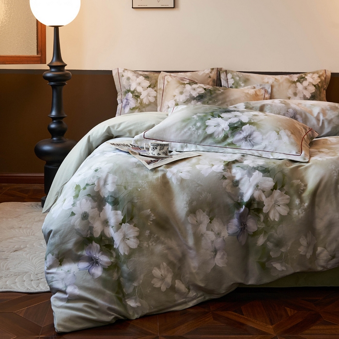 91家纺网 家纺一手货源 找家纺 宜家坊 2024新款全棉数码印花加厚磨毛【提供买家秀】 森屿-绿