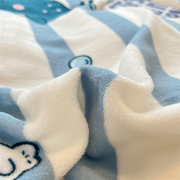 91家纺网 家纺一手货源 找家纺 2024新款A类AB版加厚保暖双面牛奶绒印花四件套--小清新系列 海豚