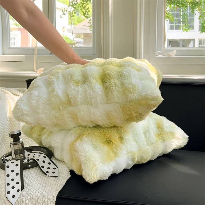 91家纺网 家纺一手货源 找家纺 梦舒羽 2025新款兔毛绒抱枕套牛奶绒枕芯套雪花绒枕头套单人宿舍 梦幻果绿