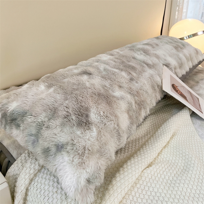 91家纺网 家纺一手货源 找家纺 梦舒羽 2025新款兔毛绒双人枕套牛奶绒加长枕芯套雪花绒枕头套 梦幻浅灰