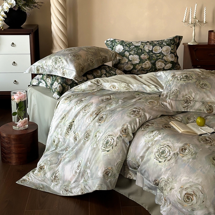 91家纺网 家纺一手货源 找家纺 窝米 2024新款数码印花100支宽边工艺四件套 山花万里