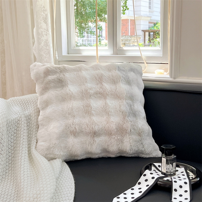 91家纺网 家纺一手货源 找家纺 梦舒羽 2025新款兔毛绒抱枕套牛奶绒枕芯套雪花绒枕头套单人宿舍 梦幻浅灰