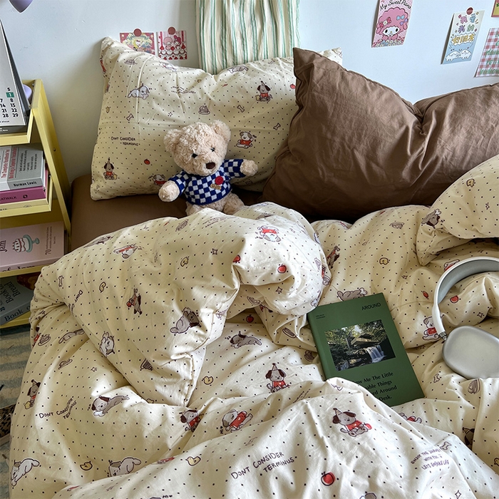 91家纺网 家纺一手货源 找家纺 原素 2024学生季专属A类水洗棉印花四件套 魔法师小狗