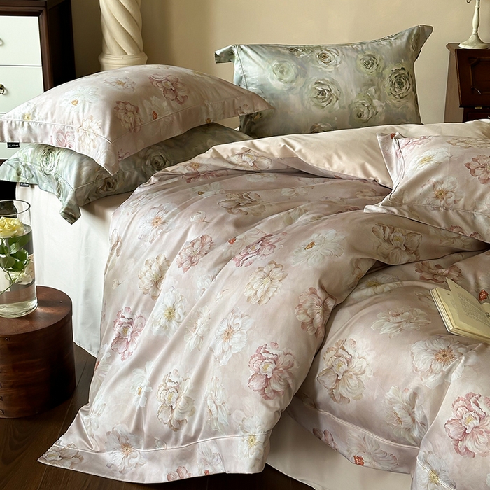 91家纺网 家纺一手货源 找家纺 窝米 2024新款数码印花100支宽边工艺四件套 春迟