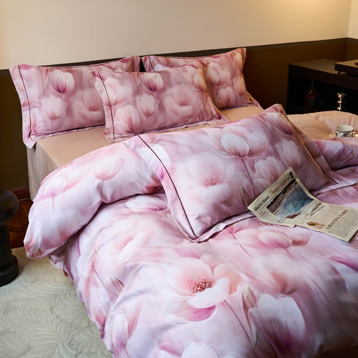 91家纺网 家纺一手货源 找家纺 宜家坊 2024新款全棉数码印花加厚磨毛【提供买家秀】 花海-粉