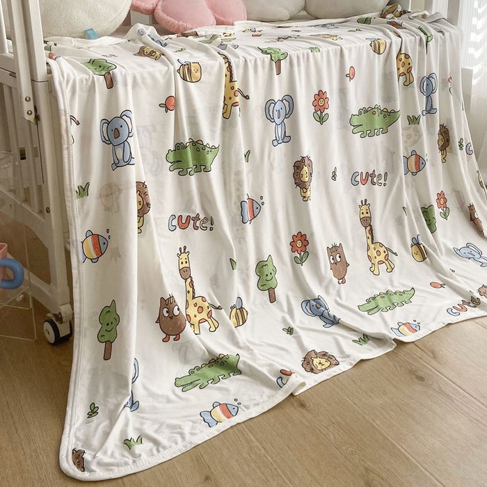 91家纺网 家纺一手货源 找家纺 益多眠 2024新款儿童冰丝毯子针织毯婴儿夏季薄款盖毯夏凉被幼儿园午睡毯嗒嗒毯 大鳄乐园