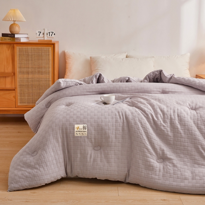 91家纺网 家纺一手货源 找家纺 米米儿家纺 2024新款A类华夫格针织提花大豆被 灰色