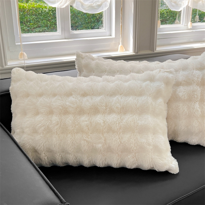 91家纺网 家纺一手货源 找家纺 梦舒羽 2025新款兔毛绒单人枕套牛奶绒枕芯套雪花绒宿舍枕头套 晨曦白