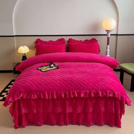 91家纺网 家纺一手货源 找家纺 （总）青竹苑 2024新款宝宝绒刺绣花边款四件套