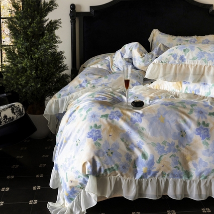 91家纺网 家纺一手货源 找家纺 （总）卡姿家纺 2024秋冬法式复古印花雪纺花边第二季