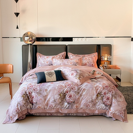 91家纺网 家纺一手货源 找家纺 （总）栩裕纺织 2024新款50支长绒棉贡缎磨毛数码印花四件套-锦绒系列