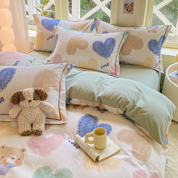 91家纺网 家纺一手货源 找家纺 宜家坊 2024全棉ins风小清新加厚磨毛【提供质检报告】 爱心宝贝