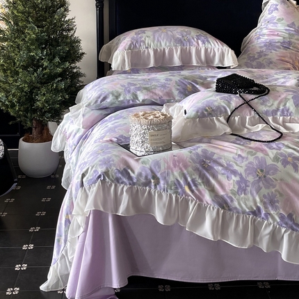 91家纺网 家纺一手货源 找家纺 （总）卡姿家纺 2024秋冬法式复古印花雪纺花边第二季