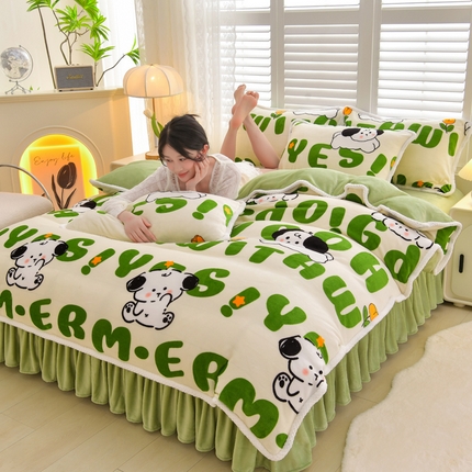 91家纺网 家纺一手货源 找家纺 （总）绒耀 2025新款菠萝格牛奶绒四件套