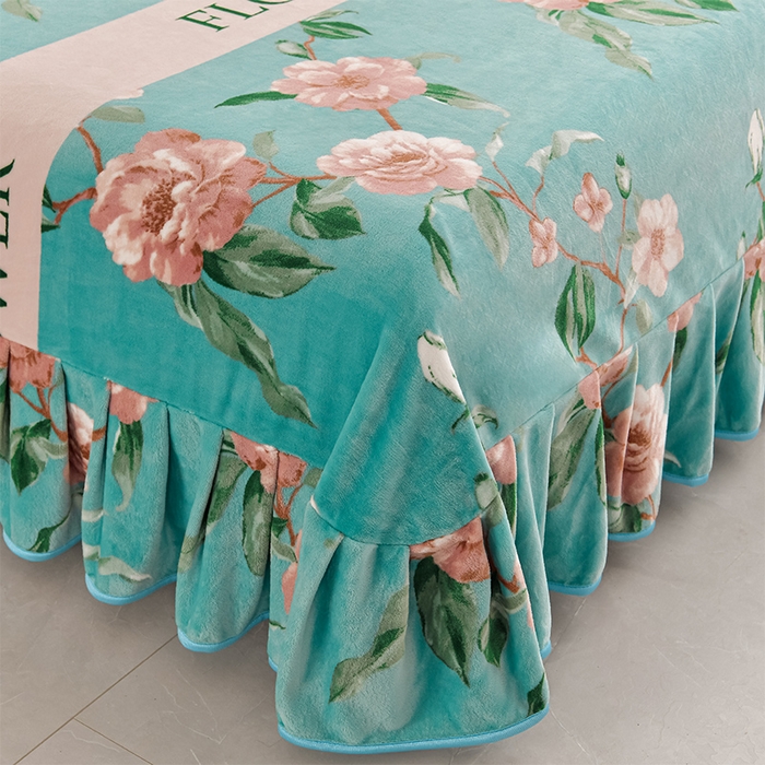 91家纺网 家纺一手货源 找家纺 紫月轩 2024新款日产2万套高克重8.5斤牛奶绒四件套法莱绒四件套 绿野花园