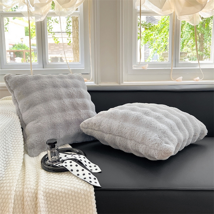 91家纺网 家纺一手货源 找家纺 梦舒羽 2025新款兔毛绒抱枕套牛奶绒枕芯套雪花绒枕头套单人宿舍 烟雨灰