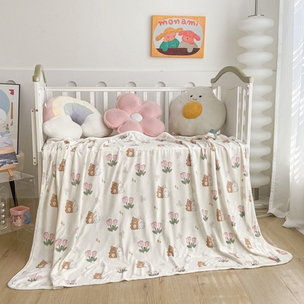 91家纺网 家纺一手货源 找家纺 （总）益多眠 2024新款儿童冰丝毯子针织毯婴儿夏季薄款盖毯夏凉被幼儿园午睡毯嗒嗒毯