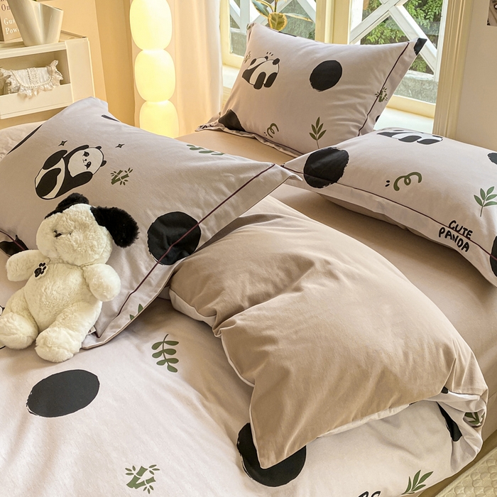 91家纺网 家纺一手货源 找家纺 宜家坊 2024全棉ins风小清新加厚磨毛【提供质检报告】 顽皮熊猫