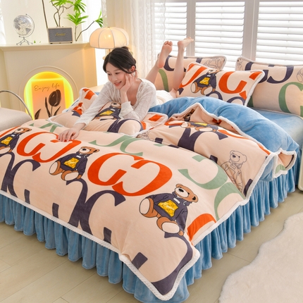 91家纺网 家纺一手货源 找家纺 （总）绒耀 2025新款菠萝格牛奶绒四件套