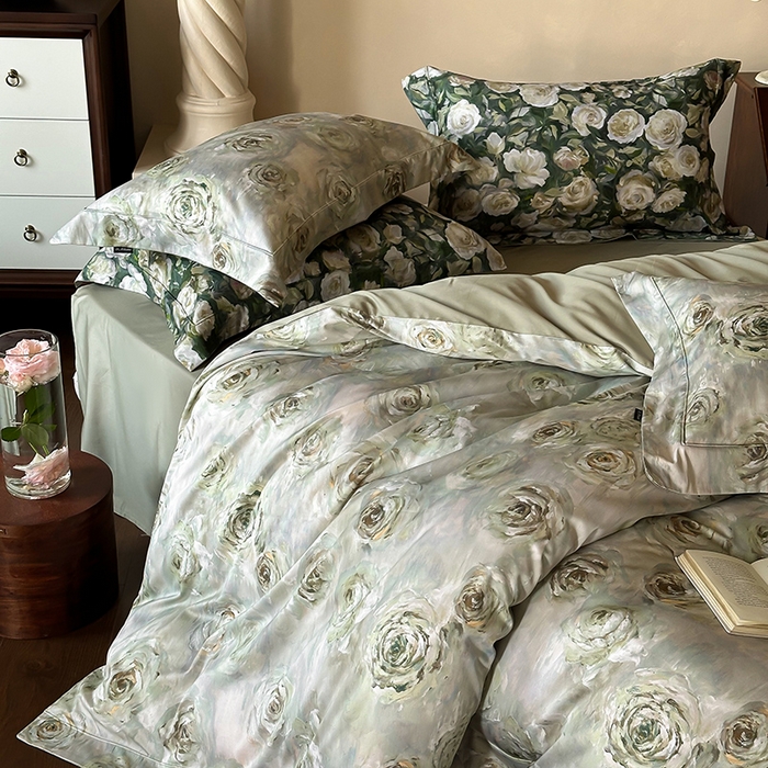 91家纺网 家纺一手货源 找家纺 窝米 2024新款数码印花100支宽边工艺四件套 山花万里