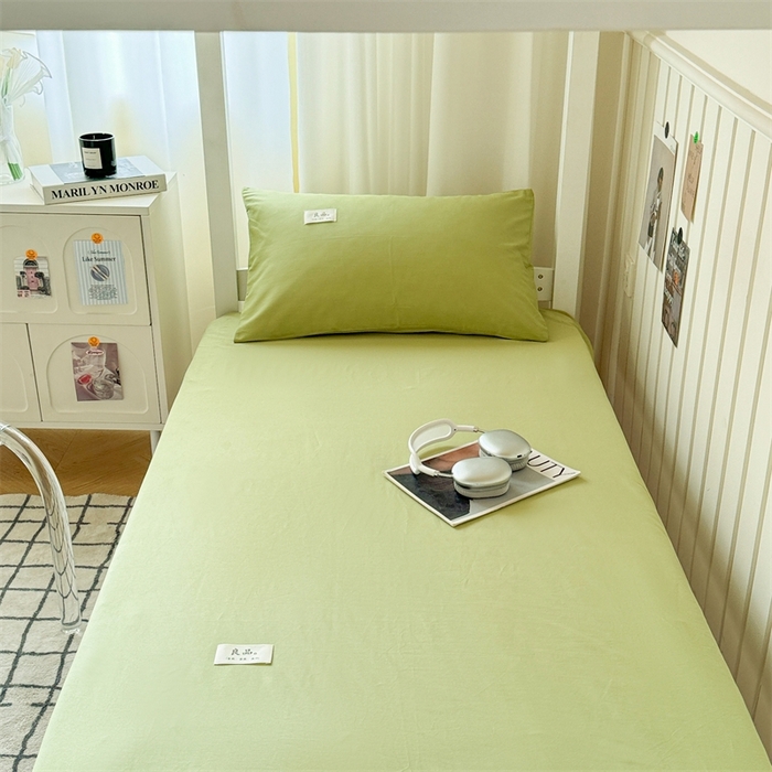 91家纺网 家纺一手货源 找家纺 眠博士 2024新款A类学生床纯色40支13372全棉床笠床垫保护套 床垫套-浅绿