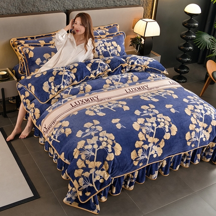 紫月轩2024新款日产2万套高克重8.5斤牛奶绒四件套法莱绒四件套梦境