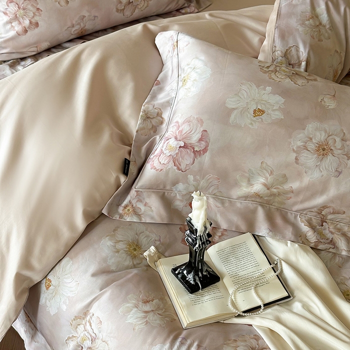 91家纺网 家纺一手货源 找家纺 窝米 2024新款数码印花100支宽边工艺四件套 春迟