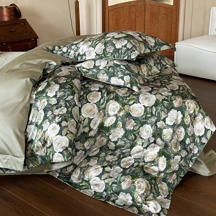 91家纺网 家纺一手货源 找家纺 窝米 2024新款数码印花100支宽边工艺四件套 芙洛卡