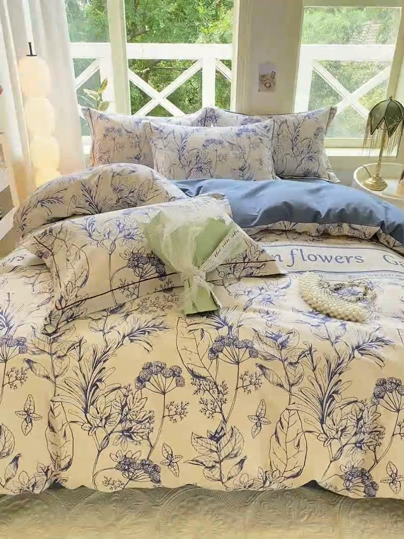 91家纺网 家纺一手货源 找家纺 宜家坊 2024全棉ins风小清新加厚磨毛【提供质检报告】 芳草集-兰