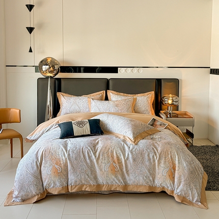 91家纺网 家纺一手货源 找家纺 （总）栩裕纺织 2024新款50支长绒棉贡缎磨毛数码印花四件套-锦绒系列