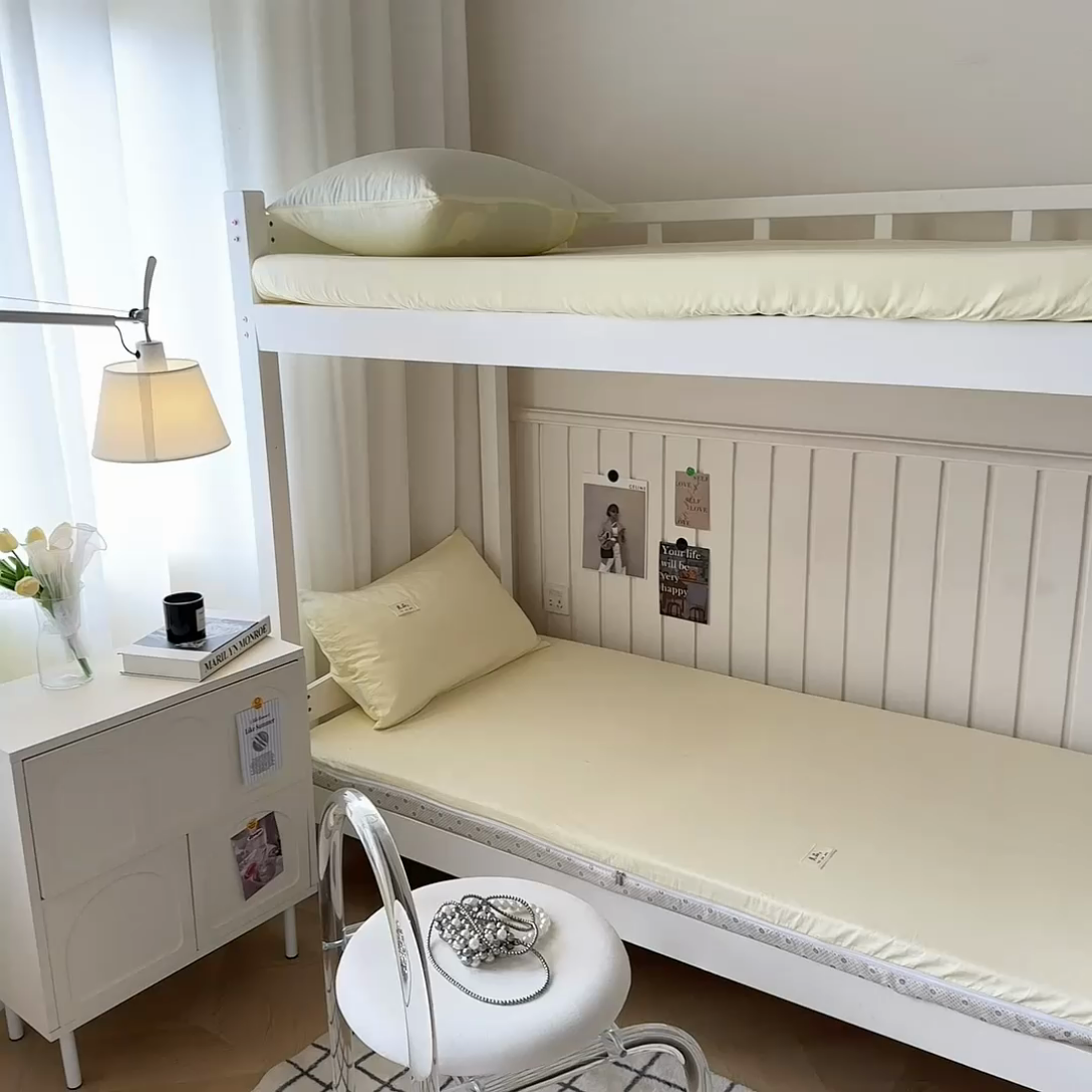 91家纺网 家纺一手货源 找家纺 眠博士 2024新款A类学生床纯色40支13372全棉床笠床垫保护套 床垫套-浅黄