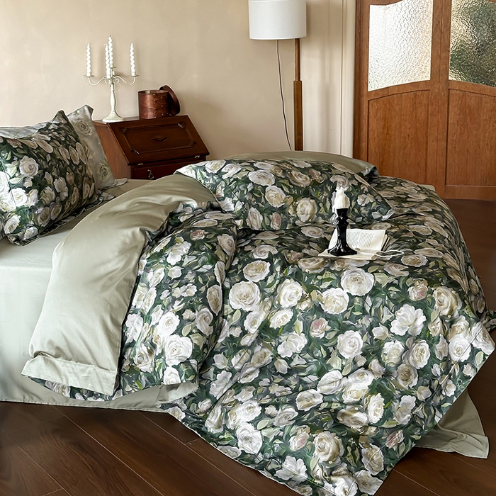 91家纺网 家纺一手货源 找家纺 窝米 2024新款数码印花100支宽边工艺四件套 芙洛卡