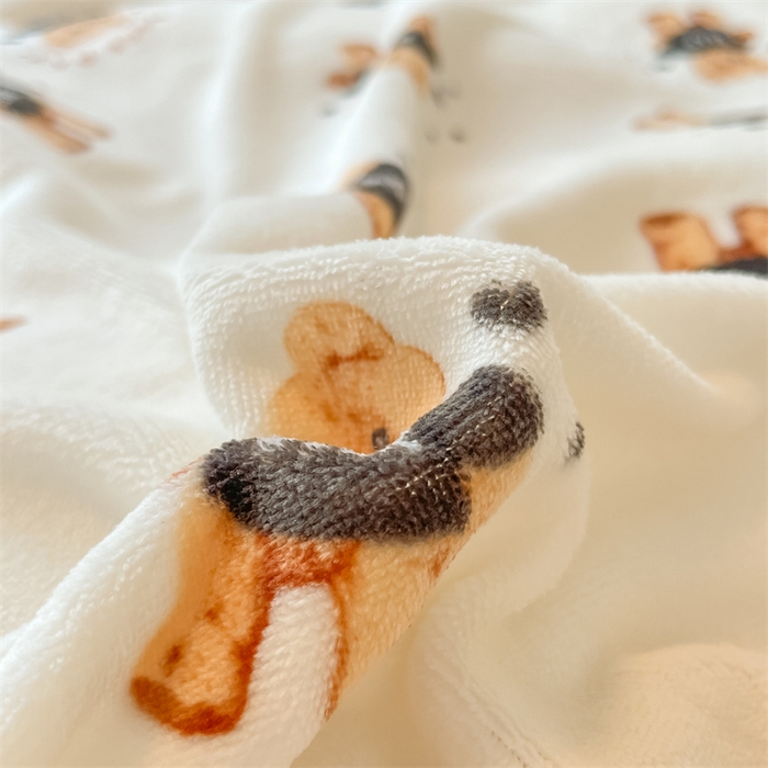 91家纺网 家纺一手货源 找家纺 2024新款A类AB版加厚保暖双面牛奶绒印花四件套--小清新系列 快乐小熊