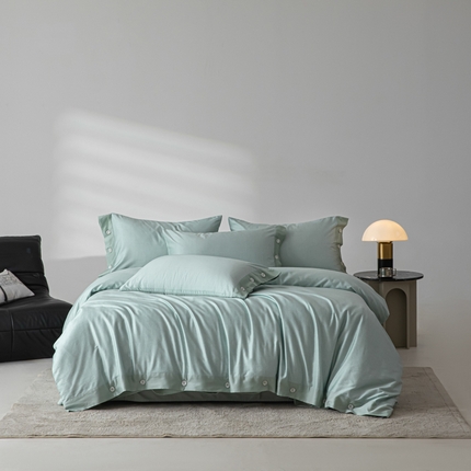 91家纺网 家纺一手货源 找家纺 栩裕纺织 2024新款丝棉臻绒磨毛数码印花四件套--兰羽系列 兰羽-浅绿