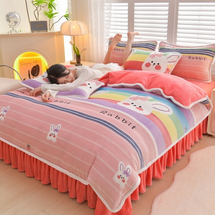 91家纺网 家纺一手货源 找家纺 （总）绒耀 2025新款菠萝格牛奶绒四件套