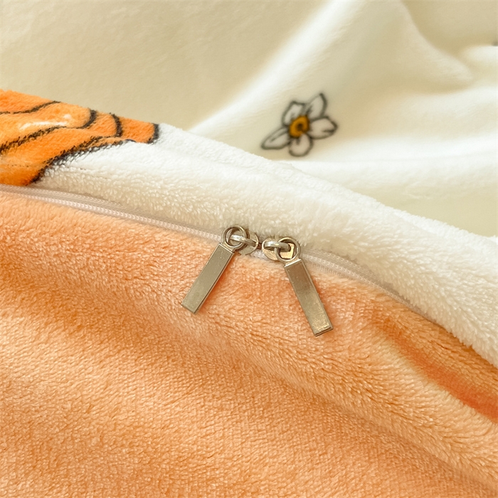 91家纺网 家纺一手货源 找家纺 2024新款A类AB版加厚保暖双面牛奶绒印花四件套--小清新系列 彩色南瓜