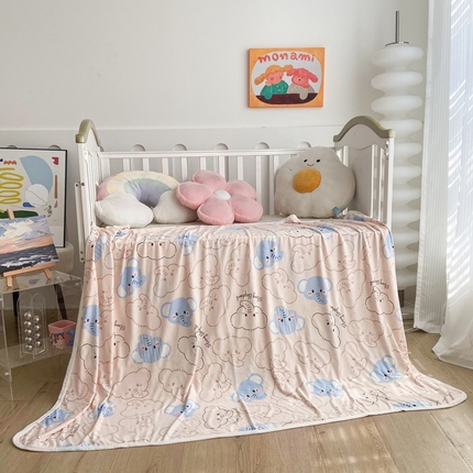 91家纺网 家纺一手货源 找家纺 （总）益多眠 2024新款儿童冰丝毯子针织毯婴儿夏季薄款盖毯夏凉被幼儿园午睡毯嗒嗒毯