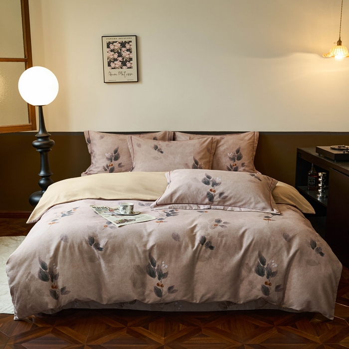 91家纺网 家纺一手货源 找家纺 宜家坊 2024新款全棉数码印花加厚磨毛【提供买家秀】 花晏景-咖