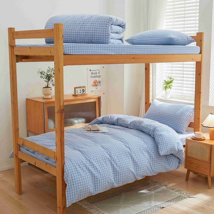 91家纺网 家纺一手货源 找家纺 韩约家纺 2024新款全棉水洗棉三四件套 维多利-蓝