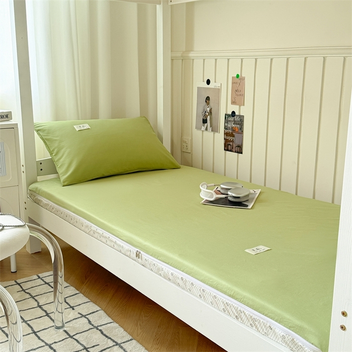 91家纺网 家纺一手货源 找家纺 眠博士 2024新款A类学生床纯色40支13372全棉床笠床垫保护套 床垫套-浅绿