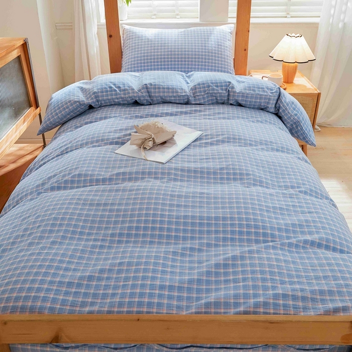 91家纺网 家纺一手货源 找家纺 韩约家纺 2024新款全棉水洗棉三四件套 维多利-蓝