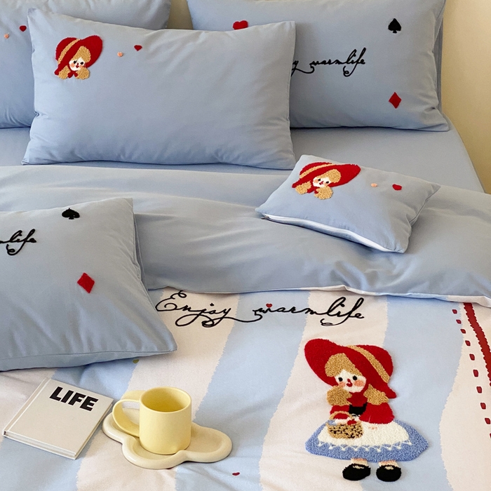 91家纺网 家纺一手货源 找家纺 宜家坊 2024全棉磨毛大版印加绣四件套【提供买家秀】 小红帽