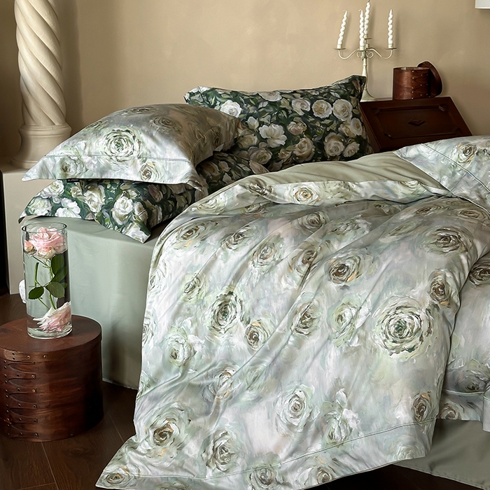 91家纺网 家纺一手货源 找家纺 窝米 2024新款数码印花100支宽边工艺四件套 山花万里